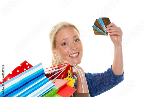 Photo: Frau mit Einkaufstaschen beim Shopping Frau mit Einkaufstaschen beim Shopping