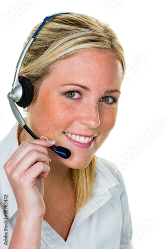 Photo: Frau mit Headset im Kundenservice Frau mit Headset im Kundenservice
