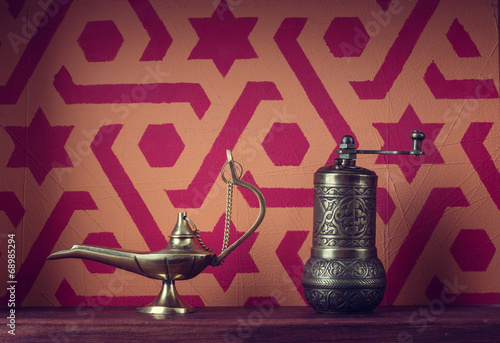 Photo: Muslim still life. Lamp and mill Muslim still life. Lamp and mill