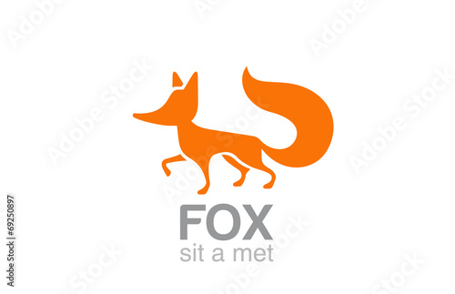 Fox Logo silhouette vector design. Wild Animal Logotype icon - 69250897