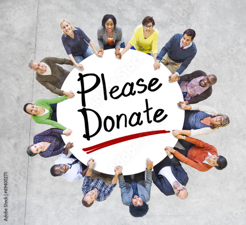 Photo: People Holding Hands Around Please Donate People Holding Hands Around Please Donate