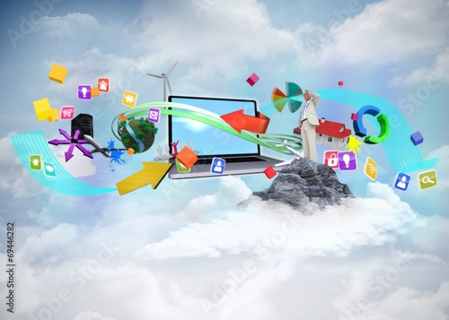 Illustration: Composite image of thinking businessman Composite image of thinking businessman
