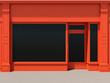 Shopfront with large windows. Orange store facade. Shopfront with large windows. Orange store facade.