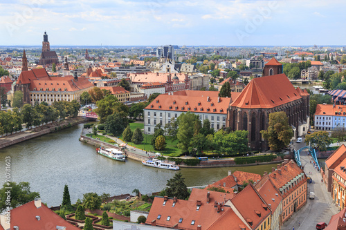 Wroclaw, view from cathedral tower towards Odra Sand Islands