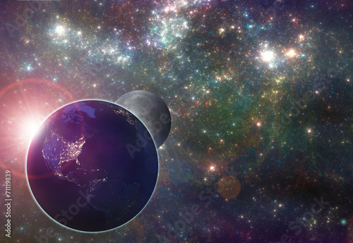 Earth and Moon Elements of this image furnished by NASA