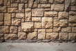 Abstract urban interior with tiling on the wall and asphalt road Abstract urban interior with tiling on the wall and asphalt road