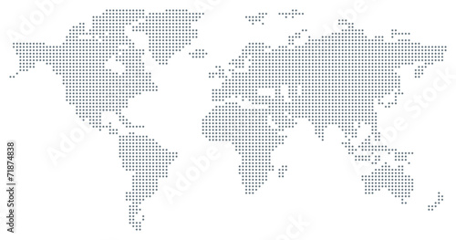 Fototapeta Dotted World Map - grey