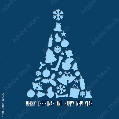 Vector christmas tree made from various shapes