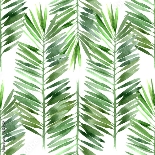  watercolor palm tree leaf seamless