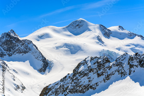  View of Wildspitze mountain and glacier in ski resort of Pitztal