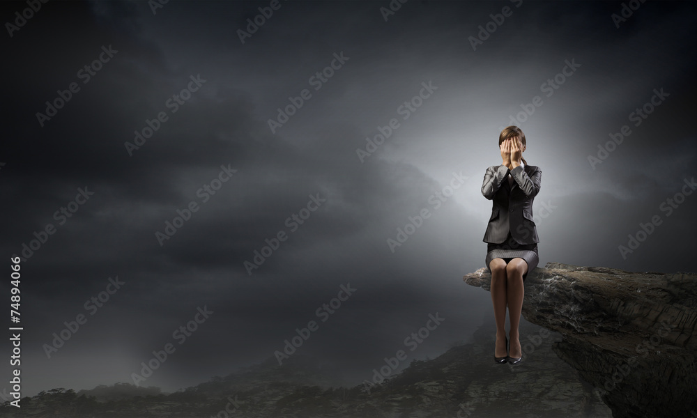 Scared businesswoman