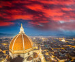 Florence (Italy) - Aerial bird eye view at sunset from Giotto Ca Florence (Italy) - Aerial bird eye view at sunset from Giotto Ca
