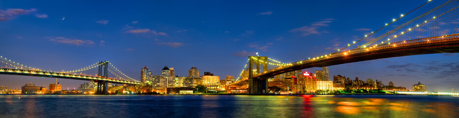 Manhattan and Brooklyn Bridges panorama, New York