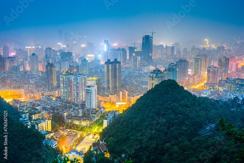 Guiyang, China Cityscape from Qianling Park