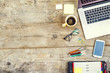 Desktop mix on a wooden office table. Desktop mix on a wooden office table.