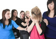 Six young woman in studio white background Six young woman in studio white background