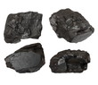 set nuggets black coal isolated on white background set nuggets black coal isolated on white background