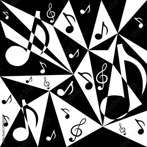 Tapeta ścienna na wymiar Vector abstract background with music notes in black and white c