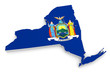 3D geographic outline map of New York with the state flag 3D geographic outline map of New York with the state flag