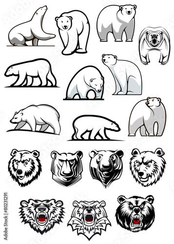White polar bear cartoon characters - 80231291