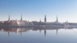 Beautiful scenery of Riga centre with reflection in Daugava Beautiful scenery of Riga centre with reflection in Daugava