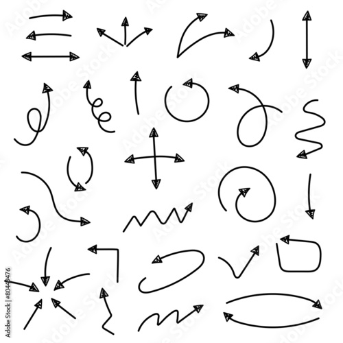 Sketch arrow set. Vector illustration. Easy to edit