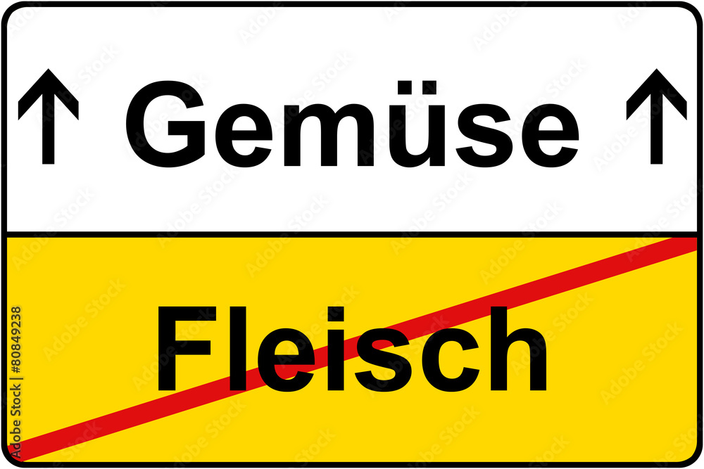 Fleisch Gemüse Schild