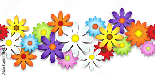 3D colorful daisy border - 81301833