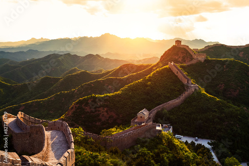 Great wall under sunshine during sunset