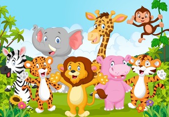 Cartoon collection animal africa in the jungle