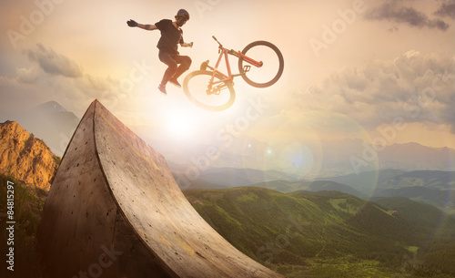 Sport. Motion biker jumps