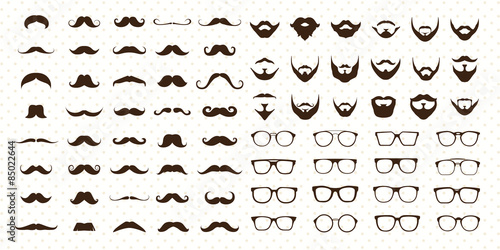 Mustaches, Beard and Sunglasses style set