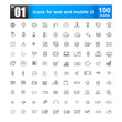 Simple line icons for web design and mobile ui vector illustrati