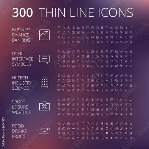 Thin Line Icons For Business, Technology and Leisure