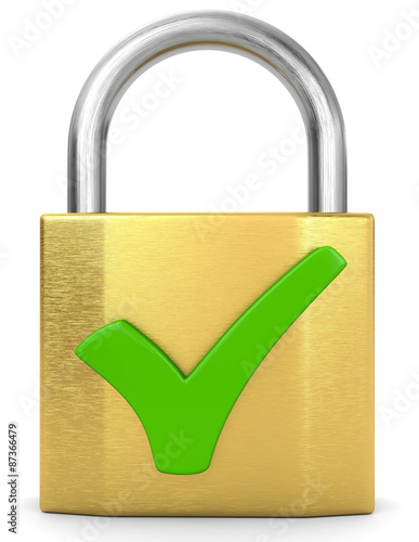 3d Schloss mit grünem Haken