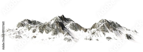 
Snowy Mountains - Mountain Peak - separated on white background