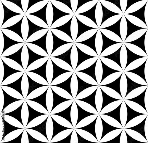  Vector modern seamless pattern flower of life ,black and white textile print,stylish background sacred geometry, abstract texture, monochrome fashion design, bed sheets or pillow pattern