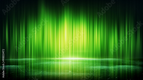 green light lines and reflection abstract background