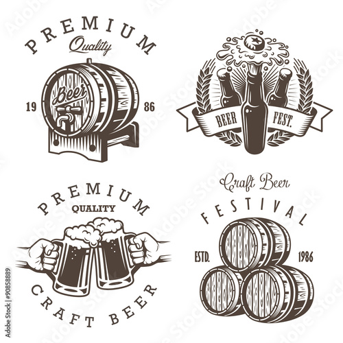 Set of vintage beer brewery emblems