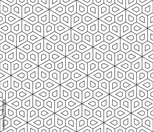 Zdjęcie XXL Wektorowy nowożytny bezszwowy geometria wzoru kwiat, czarny i biały abstrakcjonistyczny geometryczny tło, tapetowy druk, monochromatyczna retro tekstura, modniś mody projekt