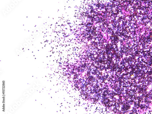 Purple glitter sparkle on white background