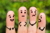 Finger art of people. The concept of a group of people with different personalities.