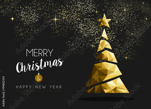Merry christmas happy new year golden triangle tree
