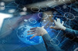 top view of businessman hand working with modern technology and top view of businessman hand working with modern technology and