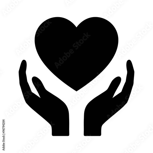 Healthcare hands holding heart flat icon for apps and website