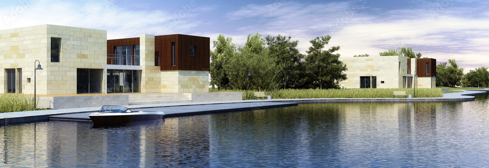 Architektur am Wasser (panoramisch)