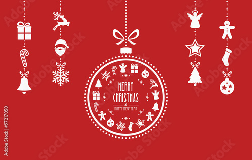 christmas bauble ornaments red background