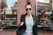 faFashion hipster cool girl in sunglasses. faFashion hipster cool girl in sunglasses.