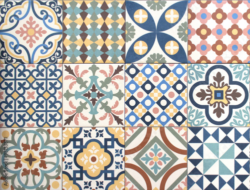 Fototapeta colorful, decorative tile pattern patchwork design