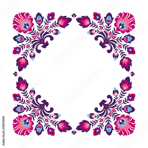Fototapeta Purple folk floral frame